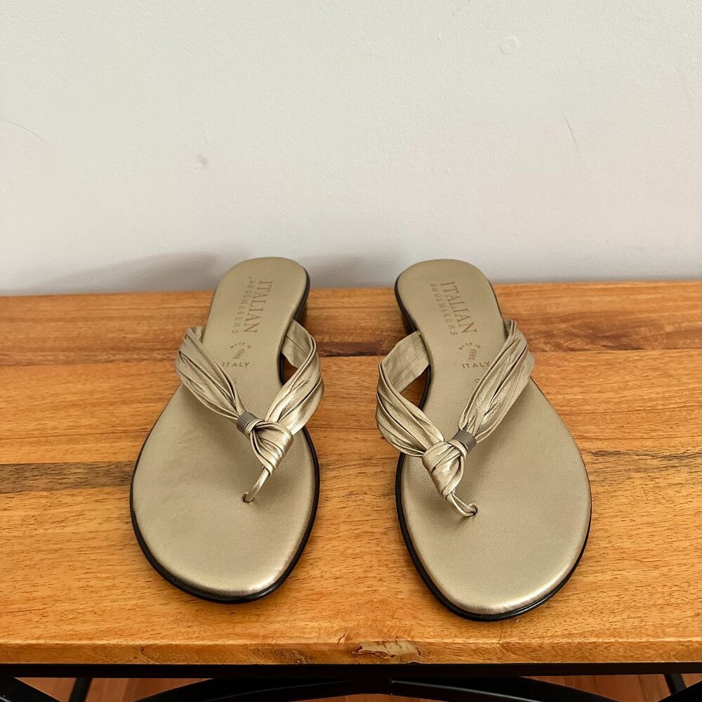 Italian Shoemakers, Gold Sandals, Women's Size 9.5